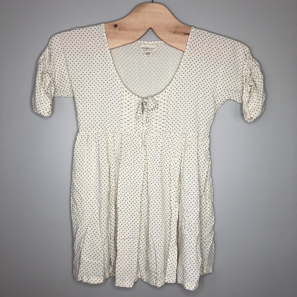 Denim and Supply Ralph Lauren Women's Medium Cream With Navy Blue Stars Dress